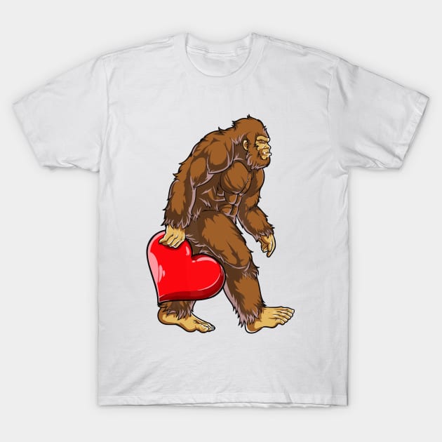 Bigfoot Heart Valentines Day Boys Men Love Sasquatch T-Shirt by LEGO